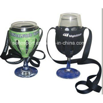 China Cheap Neoprene Wine Glass Coolers with Lanyard (SNCC04)